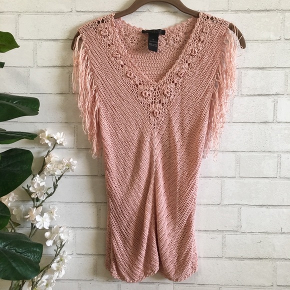 The Limited Tops - RARE The Limited Pink Crochet Knit Top